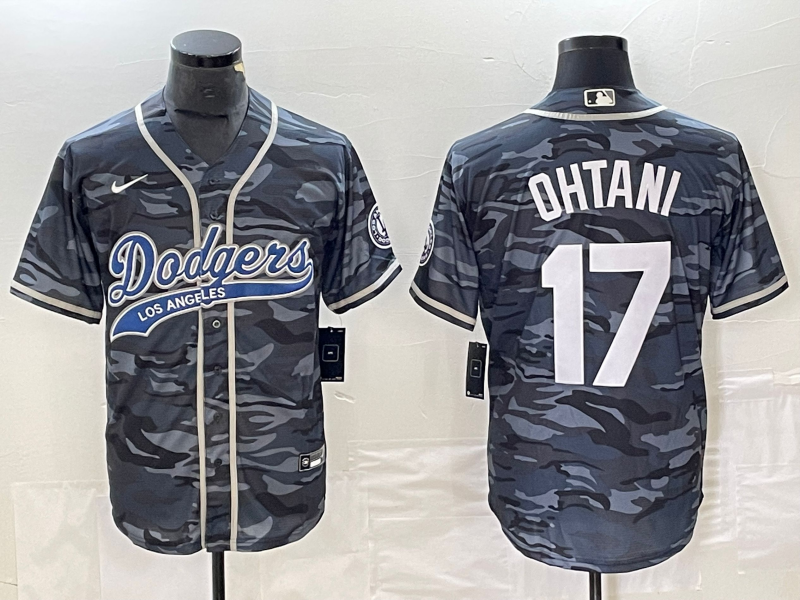 Men's Los Angeles Dodgers Shohei Ohtani #17 Grey Camouflage Jersey Joint Edition
